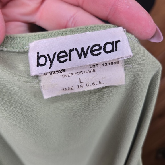 Vintage Byerwear Womens Size L Green Lace Trim Tank Made In The USA 90s Y2K - Picture 4 of 6